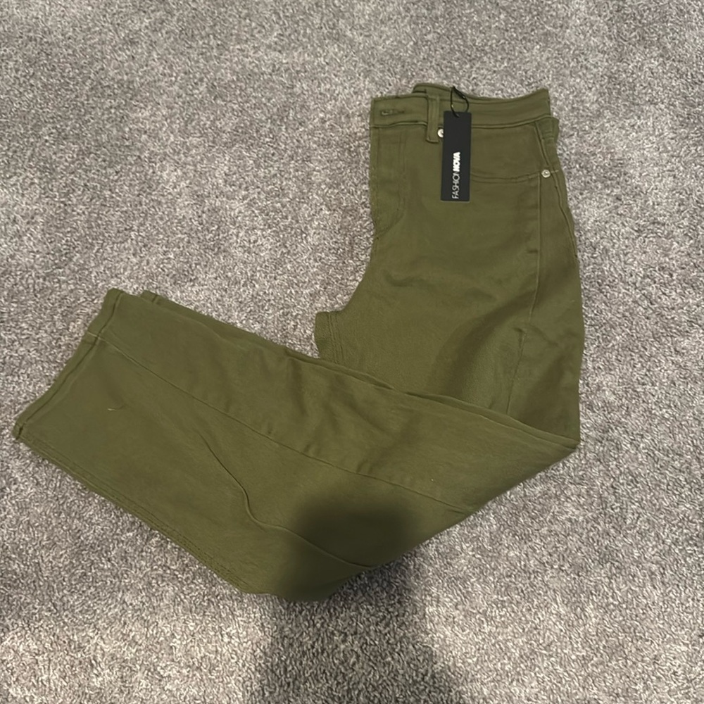 Fashion Nova Olive Green Barrel Pants